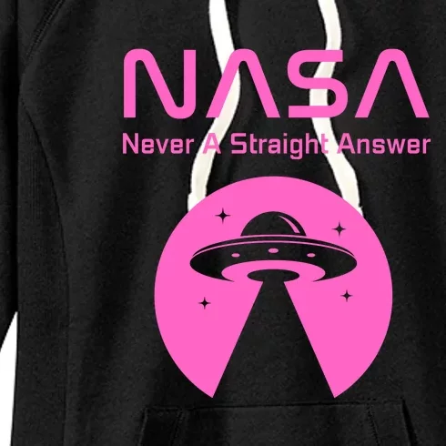 Funny NASA Alien UFO Conspiracy Never A Straight Answer Women's Fleece Hoodie