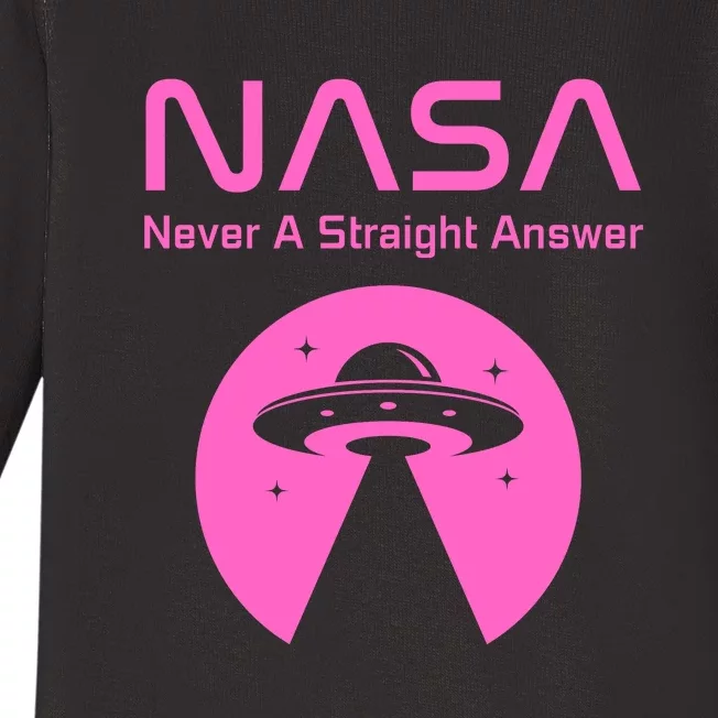 Funny NASA Alien UFO Conspiracy Never A Straight Answer Baby Long Sleeve Bodysuit