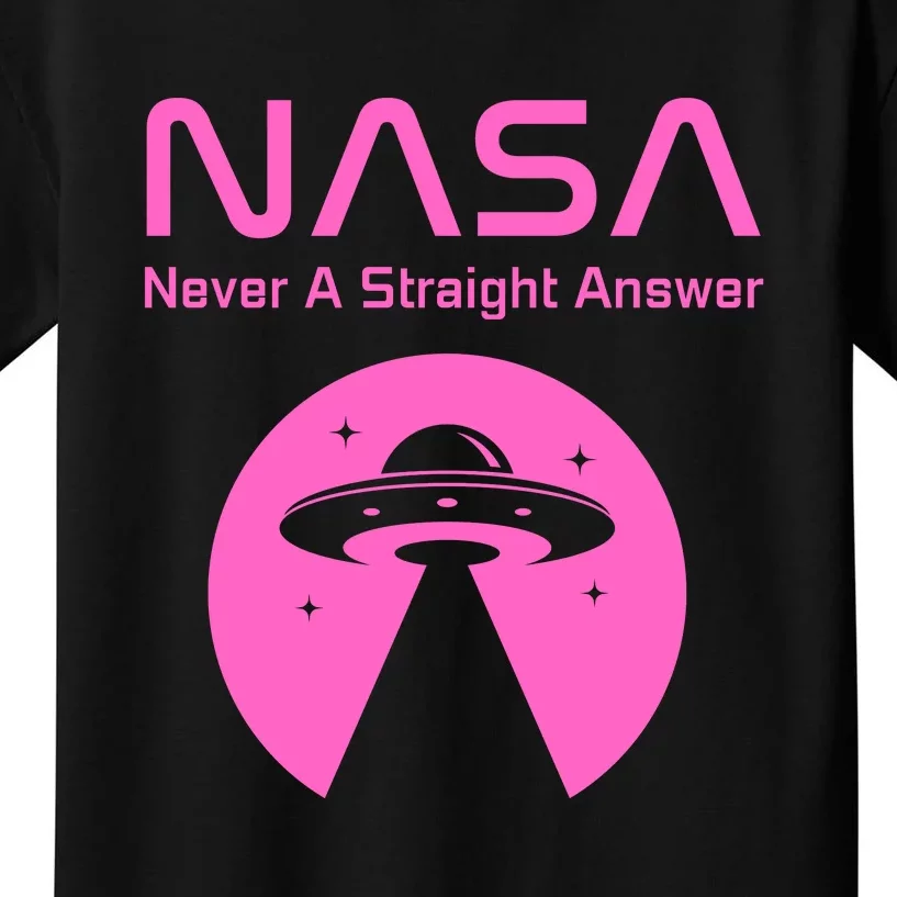 Funny NASA Alien UFO Conspiracy Never A Straight Answer Kids T-Shirt