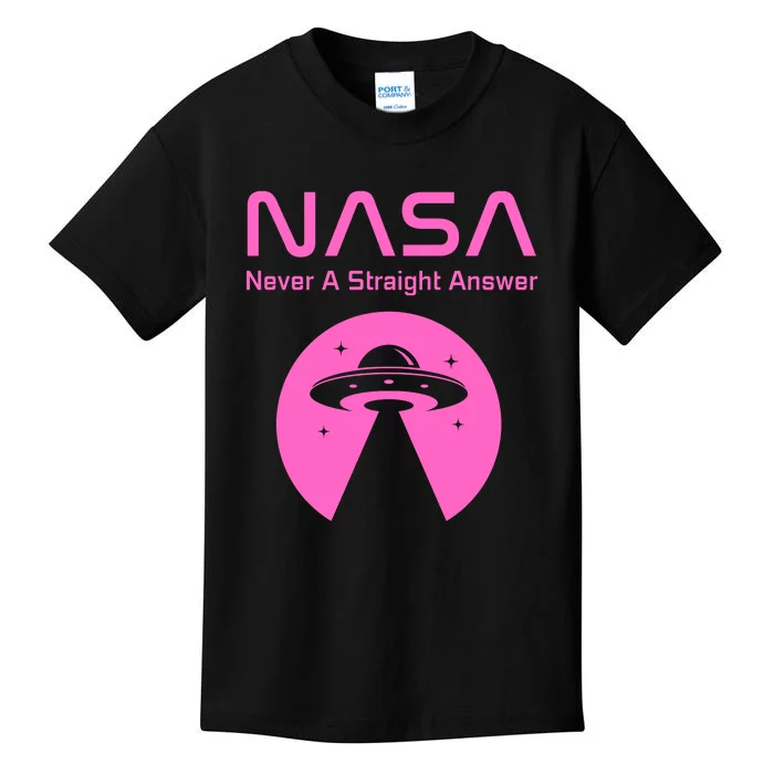 Funny NASA Alien UFO Conspiracy Never A Straight Answer Kids T-Shirt