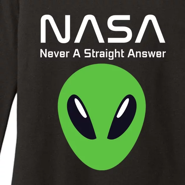 Funny NASA Alien UFO Conspiracy Never A Straight Answer Womens CVC Long Sleeve Shirt