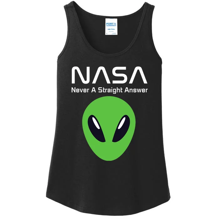 Funny NASA Alien UFO Conspiracy Never A Straight Answer Ladies Essential Tank