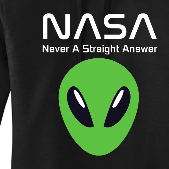 Funny NASA Alien UFO Conspiracy Never A Straight Answer Women's Pullover Hoodie