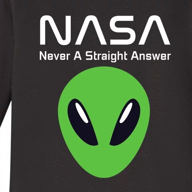 Funny NASA Alien UFO Conspiracy Never A Straight Answer Baby Long Sleeve Bodysuit