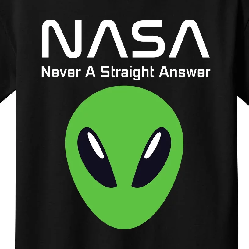 Funny NASA Alien UFO Conspiracy Never A Straight Answer Kids T-Shirt