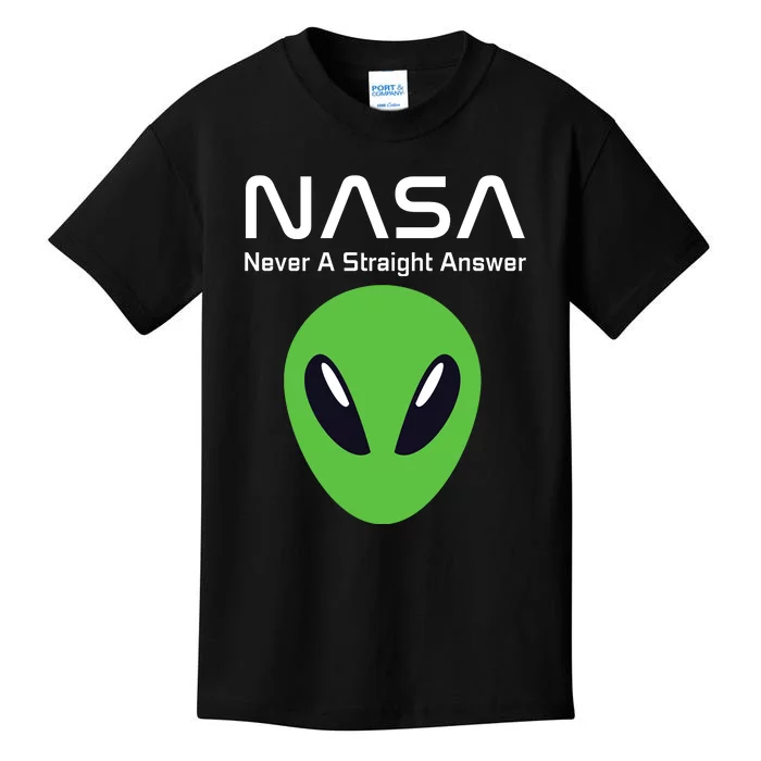 Funny NASA Alien UFO Conspiracy Never A Straight Answer Kids T-Shirt