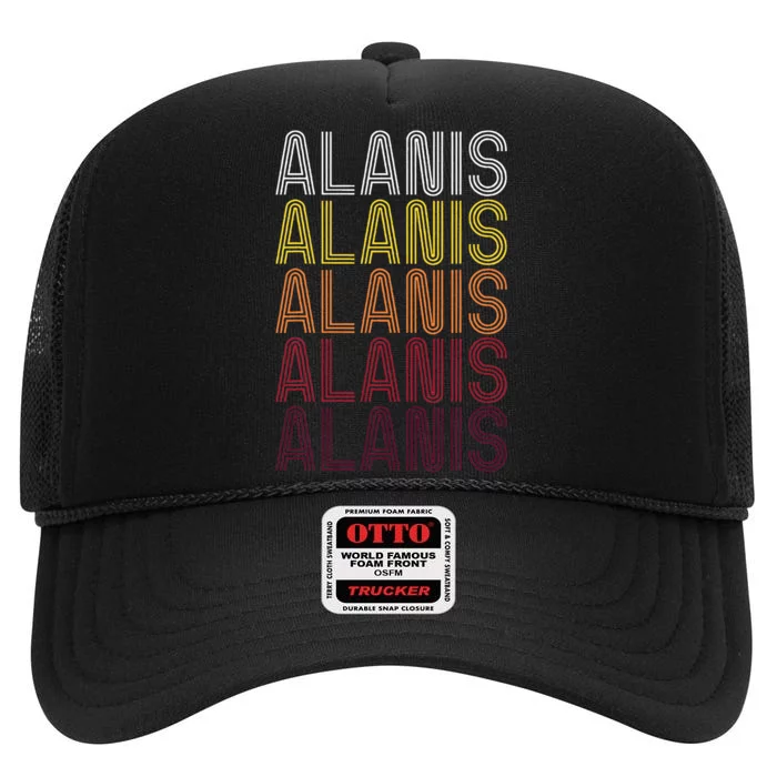 First Name Alanis Vintage Alanis High Crown Mesh Trucker Hat