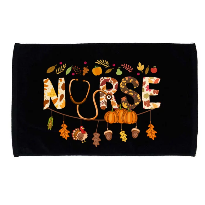 Festive Nurse Attire: Fall Style Thanksgiving Health Worker Funny Gift Microfiber Hand Towel