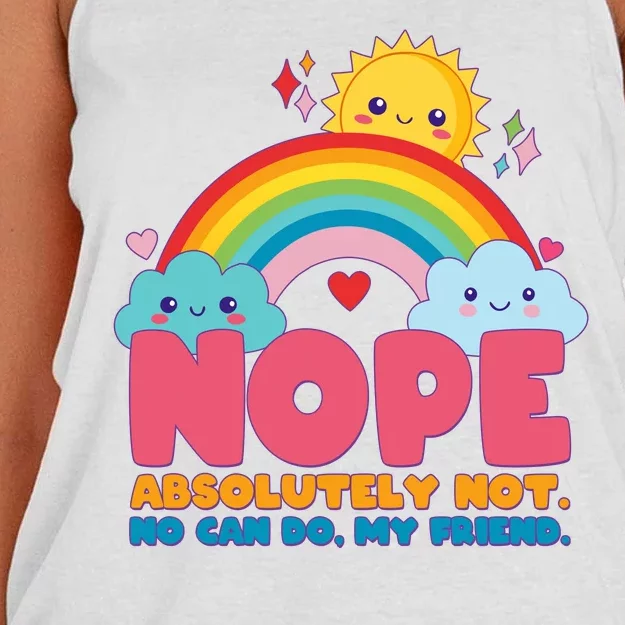 Funny Nope Absolutely Not No Can Do My Friend Women's Knotted Racerback Tank