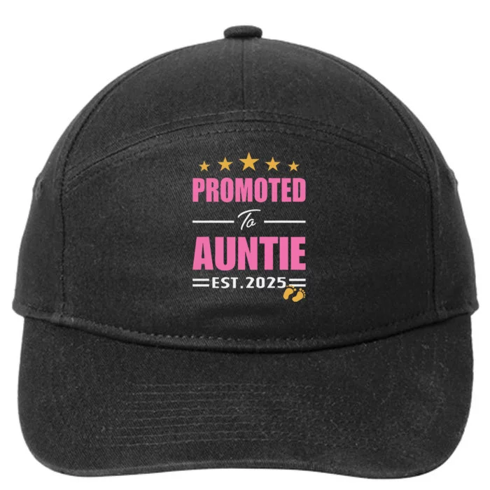 Funny New Aunt 2025 Cute Promoted To Auntie Est. 2025 7-Panel Snapback Hat