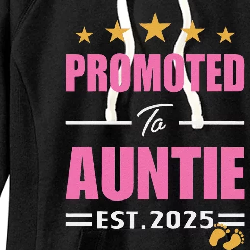 Funny New Aunt 2025 Cute Promoted To Auntie Est. 2025 Women's Fleece Hoodie