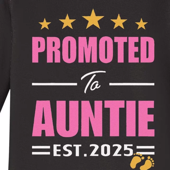 Funny New Aunt 2025 Cute Promoted To Auntie Est. 2025 Baby Long Sleeve Bodysuit