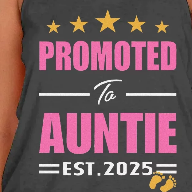 Funny New Aunt 2025 Cute Promoted To Auntie Est. 2025 Women's Knotted Racerback Tank