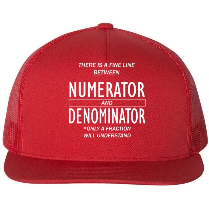 Funny Numerator And Denominator Math Fraction Flat Bill Trucker Hat