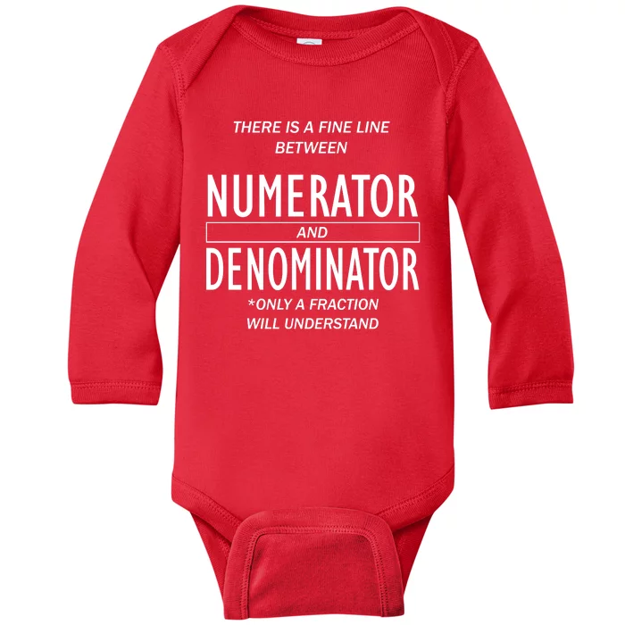 Funny Numerator And Denominator Math Fraction Baby Long Sleeve Bodysuit