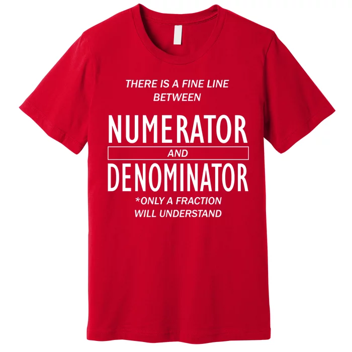 Funny Numerator And Denominator Math Fraction Premium T-Shirt