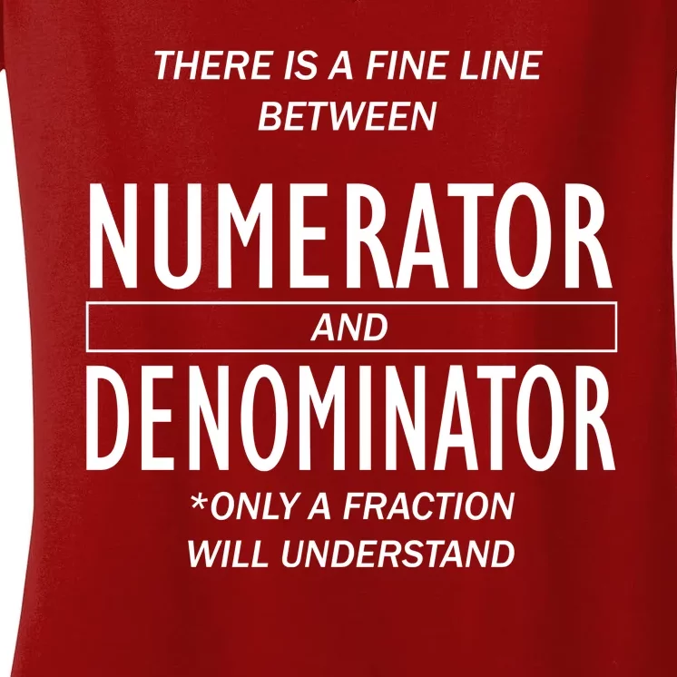 Funny Numerator And Denominator Math Fraction Women's V-Neck T-Shirt