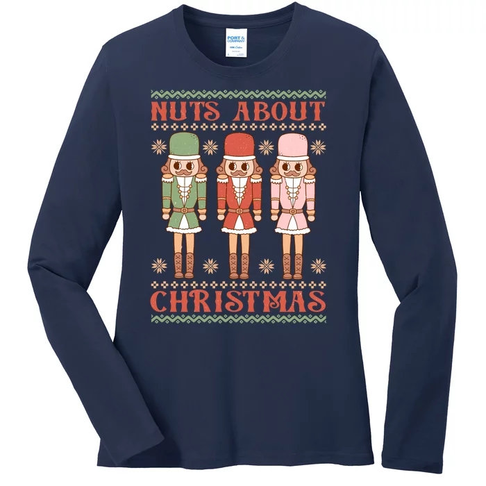 Funny Nuts About Christmas Ladies Long Sleeve Shirt