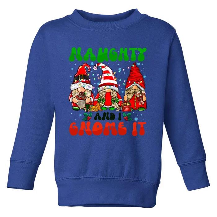 Funny Naughty And I Gnome It Christmas Gnomies Family Xmas Gift Toddler Sweatshirt