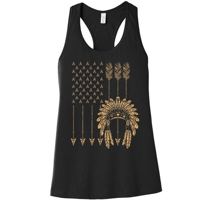 Funny Native American Flag Gift Cool USA Tribe Patriotic Women's Racerback Tank