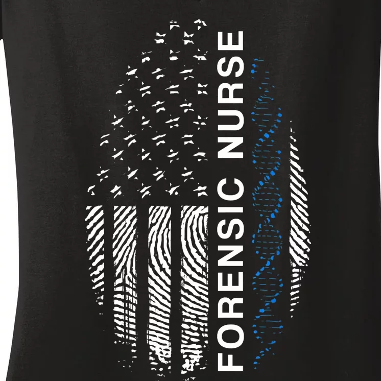 Forensic Nurse American Flag Forensic Nursing Women's V-Neck T-Shirt