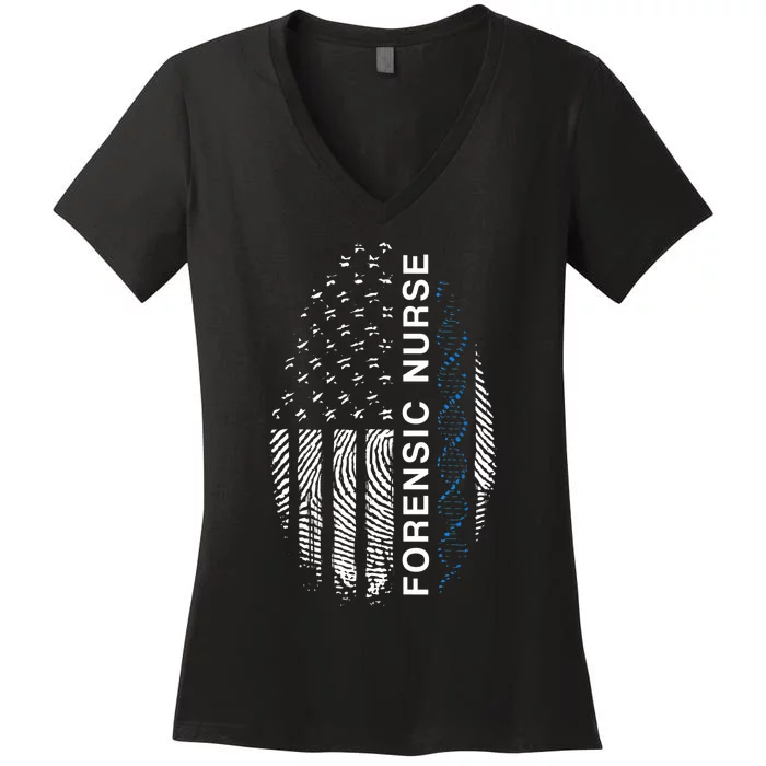 Forensic Nurse American Flag Forensic Nursing Women's V-Neck T-Shirt