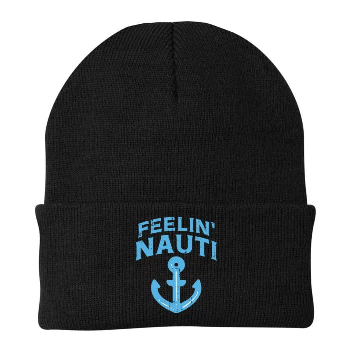 Feelin Nauti Anchor Boat Funny Sailing Pun Captain Women Knit Cap Winter Beanie