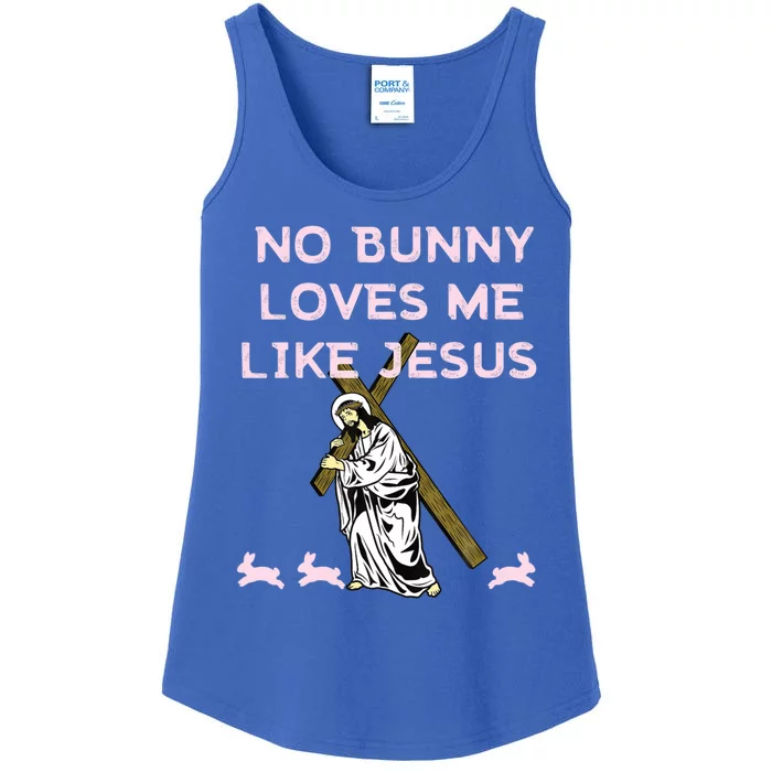 Funny No Bunny Loves Me Like Jesus Rabbit God Christ Faith Gift Ladies Essential Tank