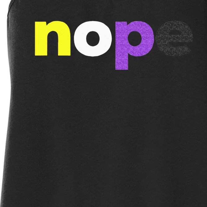 Funny Non Binary Pride Nope Nonbinary LGBTQ Enby Flag Women's Racerback Tank