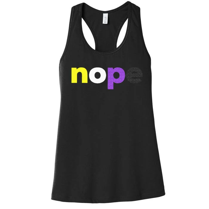 Funny Non Binary Pride Nope Nonbinary LGBTQ Enby Flag Women's Racerback Tank