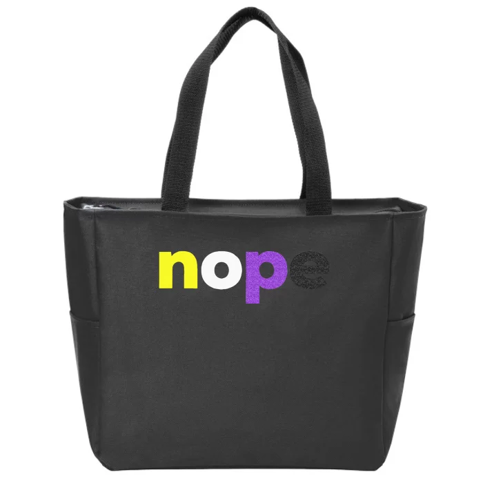 Funny Non Binary Pride Nope Nonbinary LGBTQ Enby Flag Zip Tote Bag