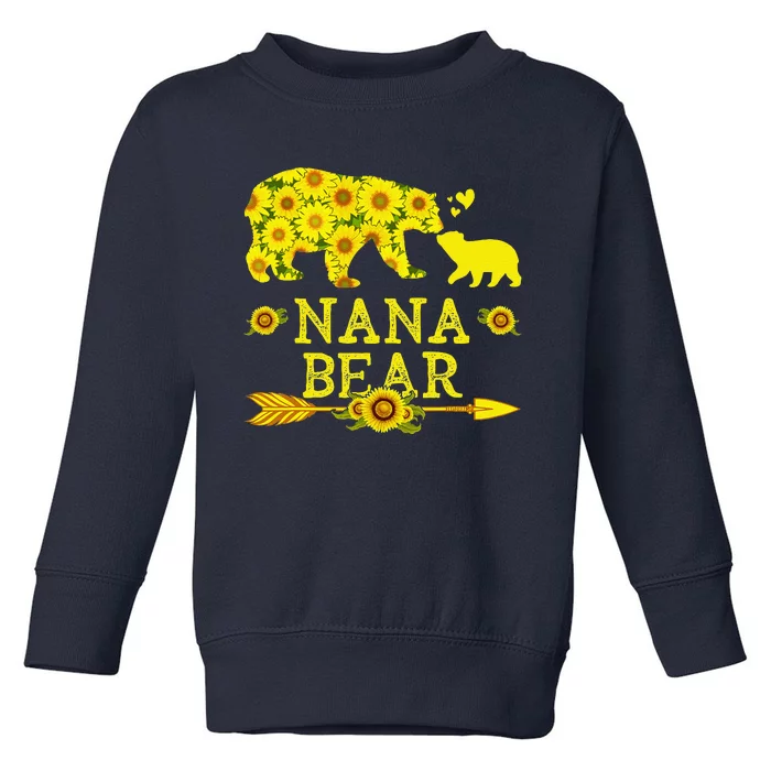 Funny Nana Bear Sunflower Mothers Day Fathers Day Toddler Sweatshirt