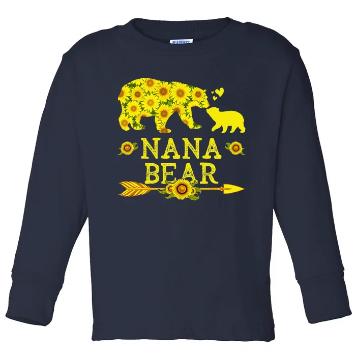 Funny Nana Bear Sunflower Mothers Day Fathers Day Toddler Long Sleeve Shirt