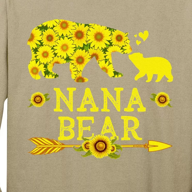 Funny Nana Bear Sunflower Mothers Day Fathers Day Tall Long Sleeve T-Shirt