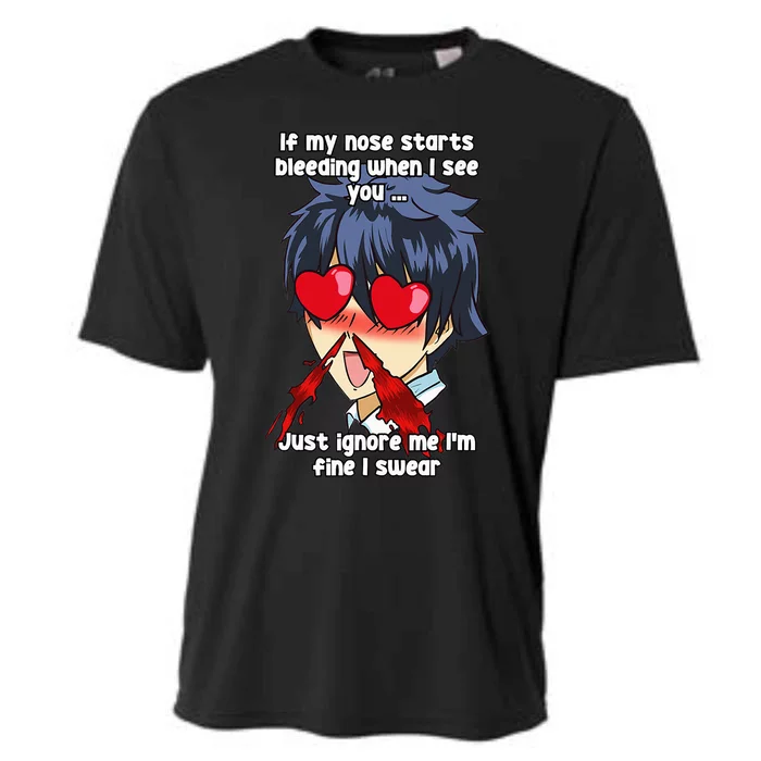 Funny Nose Bleed Anime Perv Simp Otaku Manga Anime Humor Cooling Performance Crew T-Shirt