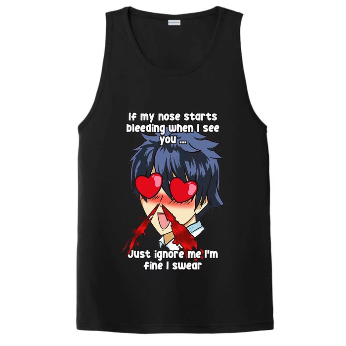 Funny Nose Bleed Anime Perv Simp Otaku Manga Anime Humor Performance Tank