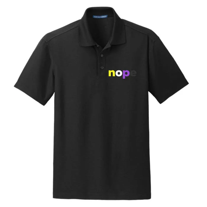 Funny Non Binary Pride Nope Nonbinary LGBTQ Enby Flag Dry Zone Grid Performance Polo