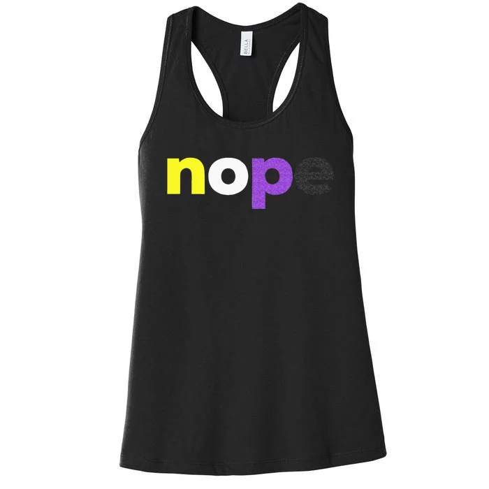 Funny Non Binary Pride Nope Nonbinary LGBTQ Enby Flag Women's Racerback Tank