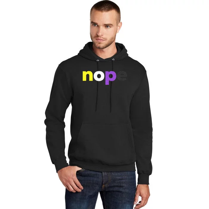 Funny Non Binary Pride Nope Nonbinary LGBTQ Enby Flag Tall Hoodie