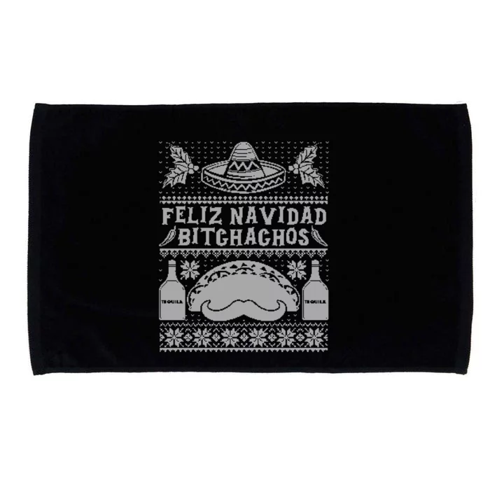 Feliz Navidad Bitchachos Ugly Sweater Christmas Mexican Taco Gift Microfiber Hand Towel