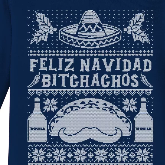 Feliz Navidad Bitchachos Ugly Sweater Christmas Mexican Taco Gift Baby Long Sleeve Bodysuit