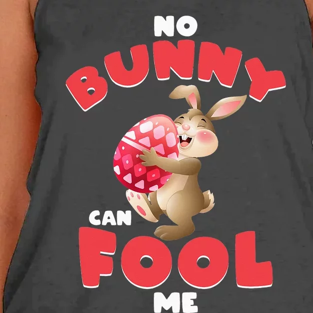 Funny No Bunny Can Fool Me Happy Easter Day April Fool's Day Women's Knotted Racerback Tank