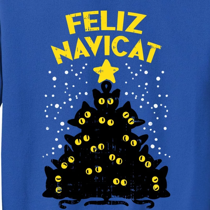 Feliz Navicat Black Cat Christmas Tree Fun Mexican Xmas Gift Funny Gift Sweatshirt