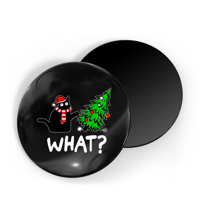 Funny Naughty Black Cat Pushing Christmas Tree Over Cat What Magnet