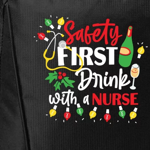 Funny Nurse Christmas Safety First With A Nurse Gift City Backpack