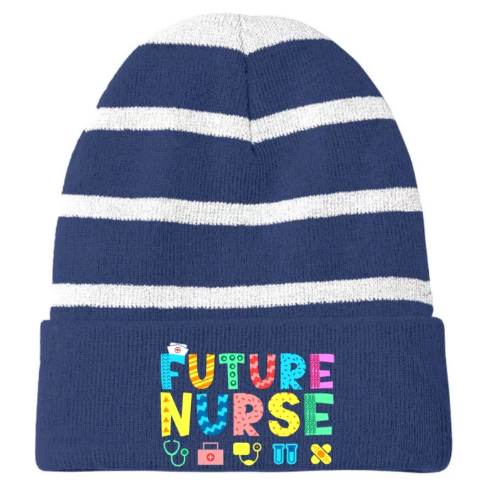 Future NurseS Career Striped Beanie with Solid Band