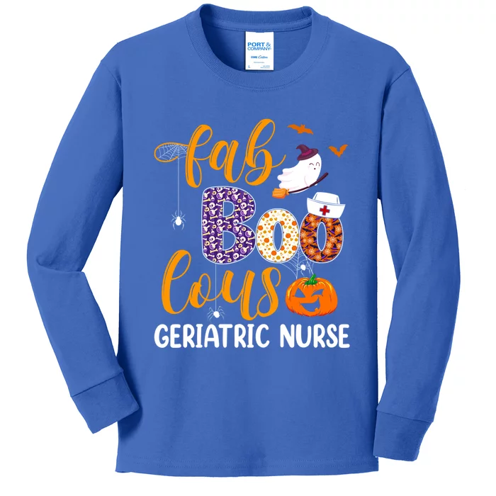 Fabulous Nurse Costume Faboolous Geriatric Nurse Boo Crew Gift Kids Long Sleeve Shirt