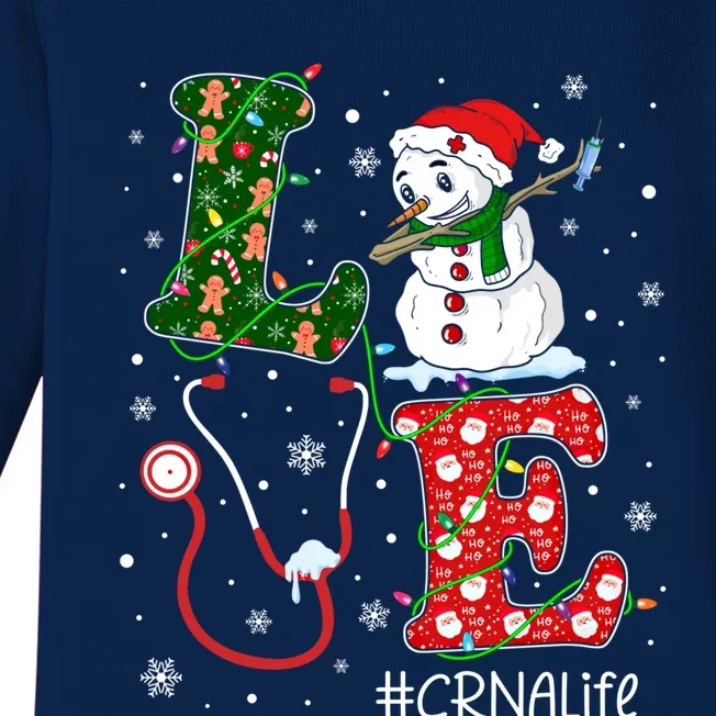 Funny Nurse Christmas Santa Reindeer Love Crna Nurse Life Cute Gift Baby Long Sleeve Bodysuit