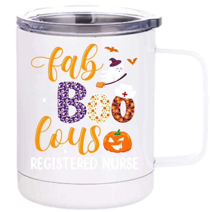 Fabulous Nurse Costume Faboolous Registered Nurse Boo Crew Cute Gift Front & Back 12oz Stainless Steel Tumbler Cup