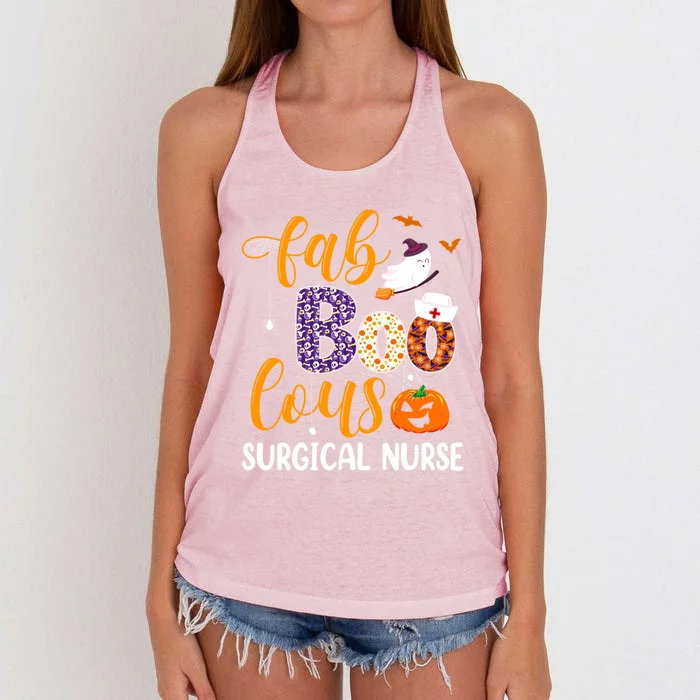 Fabulous Nurse Costume Faboolous Surgical Nurse Boo Crew Gift Women's Knotted Racerback Tank